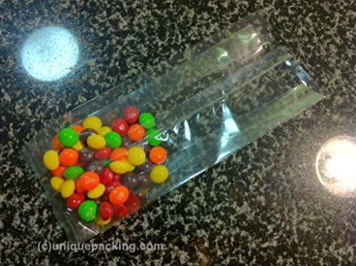 100 Pcs 4x2x10 Clear Side Gusseted Cello / Cellophane Bags Good for Candy Cookie Bakery by UNIQUEPACKING INC