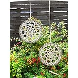 Set 2-tlg. Ø 15 cm Fensterbild Fensterdeko gehäkelt ecru natur wollweiß