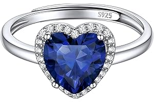 ChicSilver Anello Argento 925 Regolabile Donna Pietra Portafortuna 12 Mesi Forma Cuore, Confezione Regalo