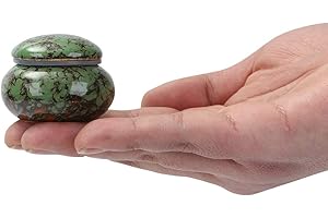 Youdear Memorials Small Urn for Human Ashes - 1.6'' Handicrafted Urn - Beautiful Tiny Keepsake Urns - Mini Urn Made of Ceramic - Hold 1.2 Cubic Inches of Ashes (Green)
