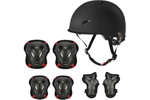 ‎SELFLOVE Skateboard/Skate Protektoren Set mit Helmet - Skate Helmet Knie Pads Elbow Pads mit Handgelenkschoner für Skate Skateboard Roller Skate BMX Bike und Anderen Extreme Sports