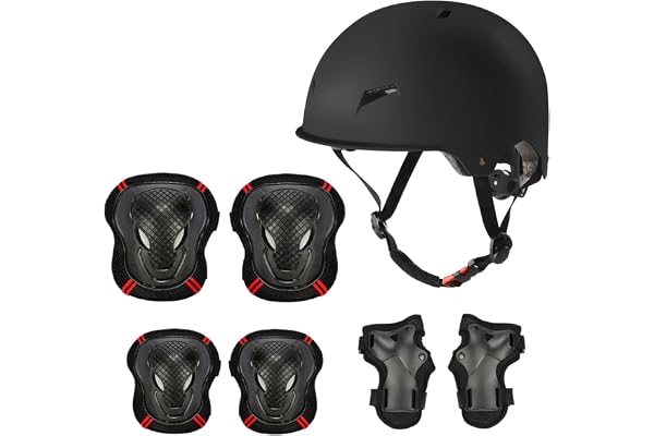 Casque de Kit de Protections 6 pièces Casque de BMX Pads Genouillères de coude avec des protège-Poignets pour Patin, vélo, Skateboard, Scooter