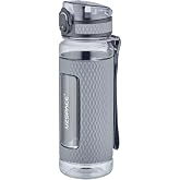 Uzspace FiftyFifty 520ml Tritan Su Matarası Silikon Korumalı Kaydırmaz G&ouml;vde A&ccedil;ık Gri