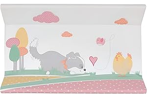 Kikido Cambiador Bebe Universal - 74 x 46 x 10 cm - Perrito y Gallina - Trocador de Bebé Impermeable - Tejido Suave con Relleno de Esponja Fácil de Lavar