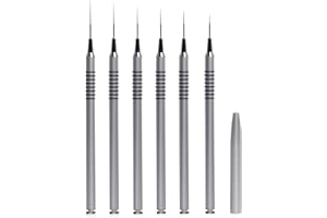 SRUIDYLADY 6 Pièces Pinceau Nail Art Ongles Professionnel, Pinceaux en Détail à Ongles avec Capuchon, Ultra fines Nail Art Liner Stripe Brush avec Manche en Métal, pour DIY Nail Art Peinture (5/7/9/11/20/25mm)