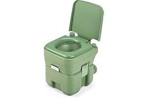 COSTWAY 20L Toilette Portatile con Serbatoio d'Acqua Rimovibile a Maniglia,WC Chimico da Esterno per Campeggio, Water Portatile per Adulti e Anziani, Supporto Carico 200kg, 36 x 42 x 43 cm (Verde)