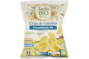 Jardin BiO étic - Chips de lentilles à la pointe de sel - bio - Salé - Certifié AB - Sachet de 50g