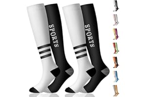 Losvcbcx 2 Pair Compression Socks Women & Men Compression Stockings 20-30mmHg Support Socks Knee High Cushioned Graduated Support Stock