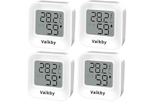 Hygrometer Thermometer Innen Digital Vaikby 4 Stück- Luftfeuchtigkeitsmesser & Raumthermometer, Hohe Präzision, Einfach abzulesen, Energiesparend, für Innenräume wie Wohnzimmer, Schlafzimmer, Büro
