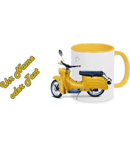 Kilala Dorfkind Tasse Mit Moped-Motiv - Personalisierbar, 300 Ml, Weiß, Geschenk Für Mofafahrer