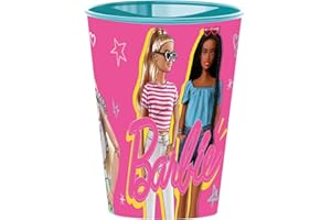 TATAWAY IN VIAGGIO SI CRESCE Barbie Bicchiere Rosa per bambini in plastica da 260 ml con beccuccio adatto per bere facilmente