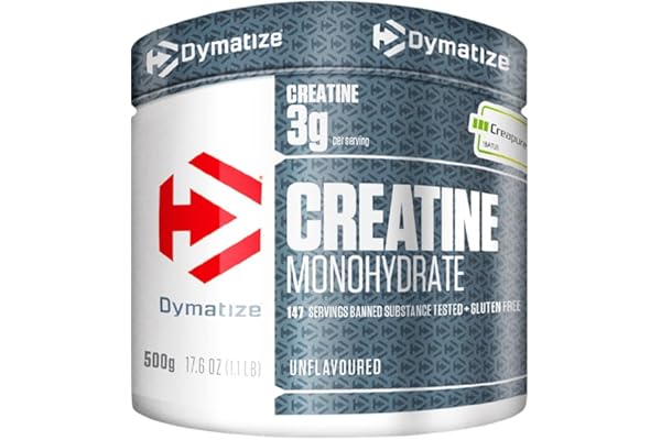 Dymatize Creatine Monohydrate Unflavoured Powder 500g - 100% Creapure Creatine - Acide aminé - Créatine