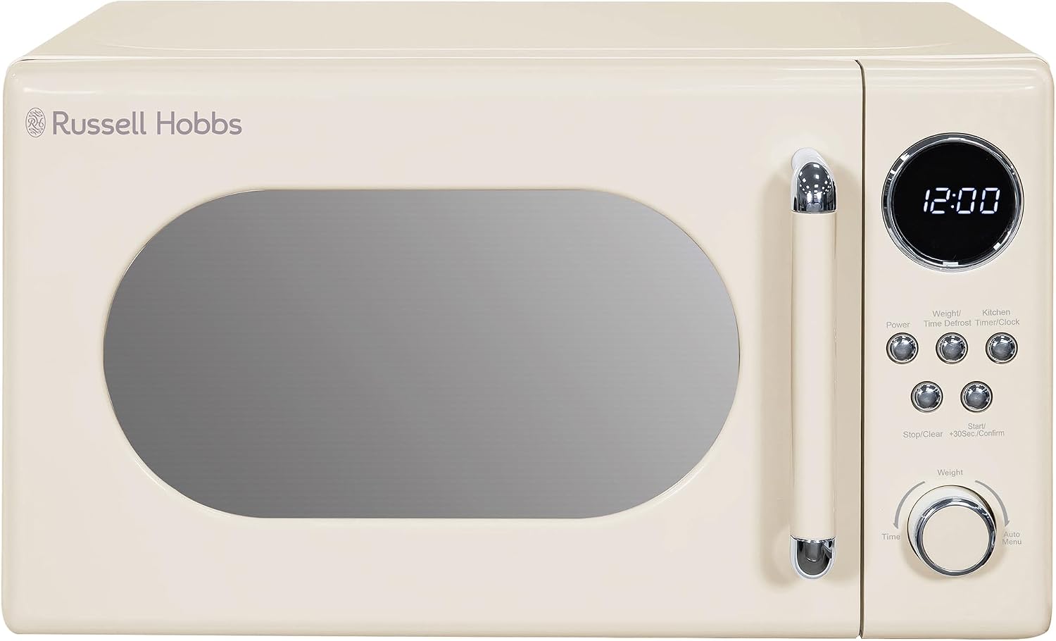 Russell Hobbs RHM2044C Retro 20 Litre Cream Digital Microwave, 800W, Mirror Finish, 8 Auto Cook Settings, 5 Power Levels