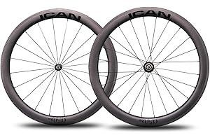 ICAN Alpha 35/40/ 50/55 Ruedas de Carbono, 700C Ruedas de Bicicleta de Carretera de Carbono Clincher Tubeless Ready Rim Brake Novatec A291SB-SL / F482SB-SL Pillar Hub SA1423 Radios 20/24 Agujeros