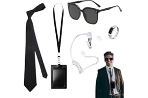 FOSDICK 5 PCS Agent Costume Accessoires, Ensemble de Costumes de Services secrets Accessoires de Costumes pour Cosplay