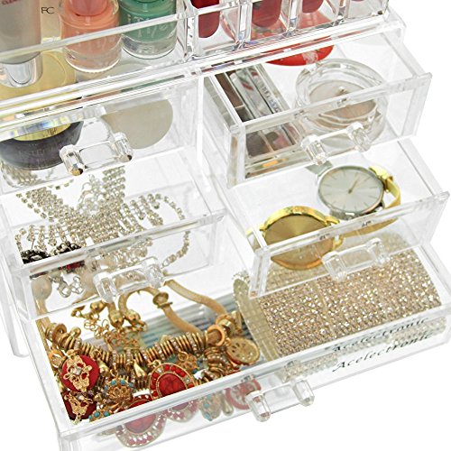 Make Up Organizer, Acelectronic Große Makeup Kosmetik Aufbewahrung Organizer – 4 Ebenen 6 Schubladen Acryl - 6