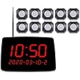 Wireless Calling System, Wireless Guest Paging Queuing System with 10 Pager Buzzers & 1 Receiver, than 200m Customer Paging System for Restaurant Church Food Truck Cafe Hotels Hospital (UK Plug)