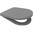 Middle D Shape Toilet Seat Soft Close Quick Release Top or Bottom Fix 360 x 449 (Grey)