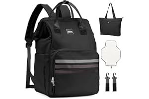 WEPLAN Mochila Cambiador, Mochila Pañalera Grande Bolsas, Mochila Maternidad,Mochila Bebe para Mamá y Papá Multifuncionales para Bebés con Bolso de Mano y Cambiador y Correas para el Cochecito
