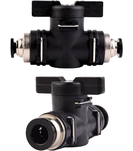 3 Valvole A Sfera Pneumatiche 6mm - Raccordi A Spinta A Collegamento Rapido - Uxcell Nero