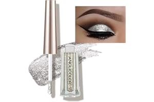Anglicolor Diamond Glitter ​Liquid Eyeshadow & Eyeliner Pen Starry Sequins Mermaid Eye Shadow Langanhaltendes und pigmentiertes, wasserfestes, funkelndes und schimmerndes Augen-Make-up (7# Silver)