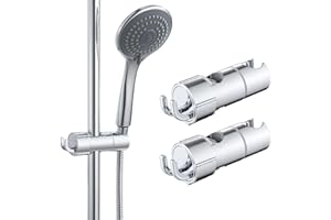 ABS Staffa Supporto Ddoccia Design Gloryit 2 PCS Universale Cromati Doccia Supporto, Regolabile Ricambio Porta per Doccetta, Installazione Semplice, Adatto Per Asta Doccia da 16-27mm