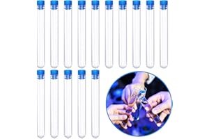 PUERHUACI Provette Plastica,Provette,30 Pezzi Provetta Trasparente,Provette Contenitore Vuote,Cilindro Plastica Trasparente Provette per Archiviazione Perline Dolciumi Spezie e Liquidi (150 x Ø16 mm)