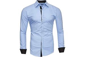 Kayhan Chemisette Homme Chemise Slim Fit Repassage Facile Coton, Manches Longues Modell London S-6XL