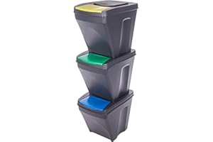 TWO TIGERS 3 Cubos Apilables 25L cada uno y 3 Colores para el Reciclaje de Basura y Desechos