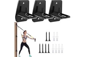 Upriver 3Pcs Resistance Band Wall Anchor, Wall Mount Workout Anchors, Heavy Duty Battle Rope Anchor Strap Anchor Bracket for Strength Trainer, Suspension Training, Yoga Swings, Stretching, Hammocks