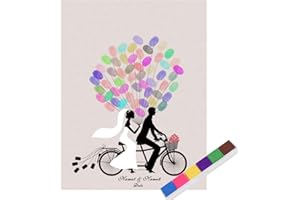 CANDEON Impronte Digitali Pittura Tela, Albero Di Impronte Digitali Matrimonio Tela Firma Libro Degli Ospiti Fai-Da-Te,30x40cm Libro Ospiti Matrimonio Albero Delle Impronte Digitali per Matrimonio Ricevimento