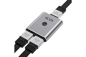 Switch HDMI 4K 60Hz, ICZI Commutateur HDMI Bidirectionnel 2 Entrées à 1 Sortie ou 1 Entrée à 2 Sorties HDMI Splitter HDCP 2.0 Supporte 3D 4K 1080P pour PS5/4 Xbox Blu-Ray DVD TV Box Écran