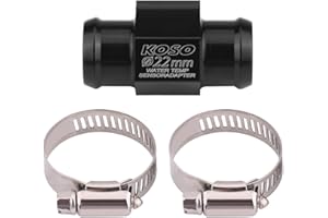 ‎GOTOTOP GOTOTOP Motorrad Temperatursensor Adapter, Wassertemperatur Temperatur Joint Rohr Sensor Gauge Kühlerschlauch Adapter (SCHWARZ)(22mm)