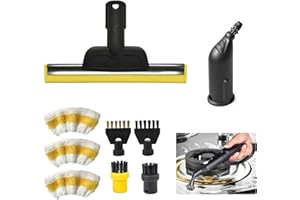 FUERDICH 9Pcs Steam Cleaner Accessories Compatible with Kärcher SC1 SC2 SC3 SC4 SC5, Window Nozzle, 1 Nozzle, 2 Round Brush, 2 Flat Brush, 3 Towel Efficient Steam Cleaning Set