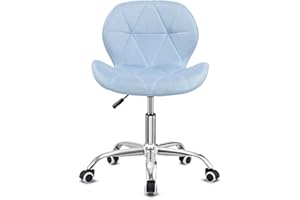 HADWIN Modern Fabric Swivel Office Chair, Height Adjustable Padded Armless Desk Chair with Wheels for Home Office, Blue