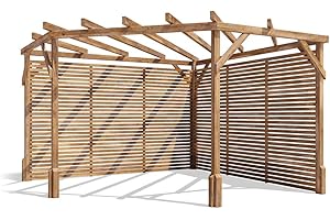 Dunster House Wooden Corner Pergola Kit 10' x 10' – DIY Garden Plant Frame with Slatted Walls Trellis Design, Outdoor Wooden Structure for Climbing Plants, Patio & Garden Decoration, Utopia Diamond