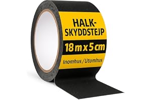 notlok Safety Work Halkskydd för inomhus- och utomhusbruk (5 cm x 18 m, 0,8 mm svart), utomhus, halkfria ränder, halkfria, självhäftande, duschstege