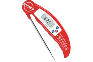 GVTECH Food Thermometer, Digital Instant Read Meat Thermometer, Foldable Long Probe Food Cooking Thermometer with °F/°C, Auto On/Off, Perfect for Kitchen Smoker Grill BBQ Water Milk Jam Hot Beverage (Red)