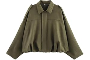 Bnigung Womens Faux Suede Bomber Jacket Casual Lapel Pilot Cropped Coat Oversized Motorcycle Jackets 2025 Outerwear