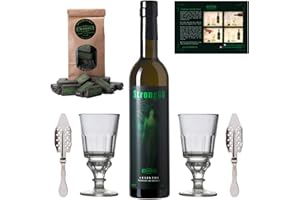 ‎ALANDIA Absinth Set Strong68 von ALANDIA | Das Original mit Wermut und Thujon | 2x Gläser 2x Löffel 1x Zuckerwürfel | (1x 0,5 l)