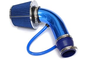 ANBOO Universal Cold Air Intake Filter Kit, Aluminium Induction Kit with Pipe Clamp Accessories Cone Air Filter Kit, Fits 64mm/2.5" to 76mm/3" Air Intake Hoses, Blue