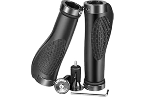 LYCAON Puños Bicicleta Ergonómicos, Manillar Bicicleta Doble Bloqueo, Empuñadura Bicicleta para MTB/BMX/Montaña/Bici Plegables/Bicicletas Urbanas Aluminio