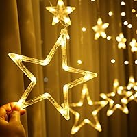 Home Solution's -Star Light Curtain Decorations (12 Star,138 LED,8 Flashing Modes in Warm White Color)