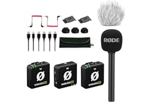 RØDE Rode Système sans fil ME double microphone + adaptateur manuel Interview GO + protection contre le vent en fourrure Keepdrum