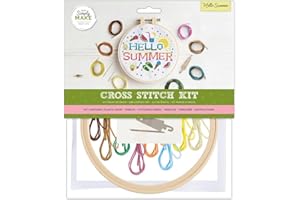Simply Make Adults 'Hello Summer' Embroidery Craft Cross-Stitch Kit, Makes The Perfect Present For Any Creativity And Hobby Enthusiast, Ideal For Beginners First Starter Sets, Make Your Own DIY Crafts