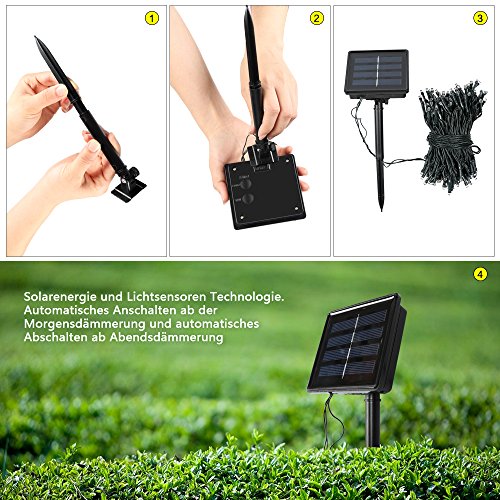 infinitoo 20M 200er Solar Lichterkette Warmweiß 8 Modi Dekorative Wasserfeste Beleuchtung für Terrasse, Party, Hochzeit, Camping, Weihnachten, Hof usw - 6