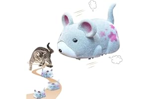 ACAREY Katzenspielzeug Maus Elektrisch, Interaktives Katzen Spielzeug Selbstbeschäftigung mit 2 Knopfzelle, Realistische Geräusche Elektrisches Mäuse, Selbst Bewegen Hindernisse Vermeiden (Grau)
