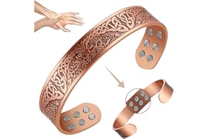 Vicmag Bracelet magnétique en cuivre pur à 99,9 % pour homme avec 18 aimants puissants (3500 gauss chacun), bijoux Brazaletes avec boîte cadeau et outil de réglage