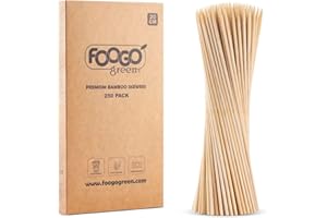 FOOGO Green 250 Spiedini di Bambù Medi 20cm, Certificati FSC®, in Legno Robusto, Bastoncini per Barbecue e Spiedini, Spiedini per Frutta, Bastoncini per Cocktail, Campeggio, Feste e Matrimoni
