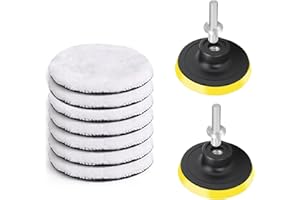 PRVCFZ 7 Pcs Car Polishing Pads, 3 Inch (80mm) Wool, Medium Grit Steel Wool, Compatible with Glass, Wood, Metals, Drill Buffer Attachment with M10 Drill Adapter